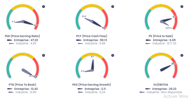 Études de la valorisation de Tesla (TSLA), source : Value Investing Screener